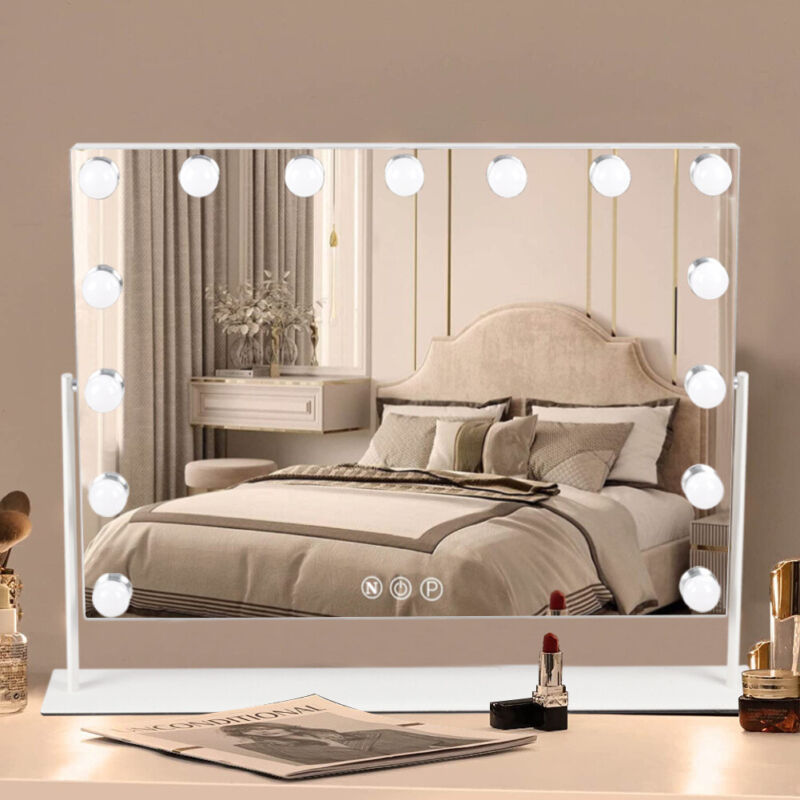 15pcs Light Rotating Makeup Mirror Dressing Mirrors 3 Mode Light Touch Control