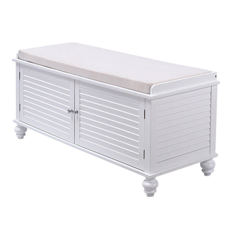 2 Seater Wooden Shoe Cabinet Bench Window Seat Storage with Door Cupboard Unit
