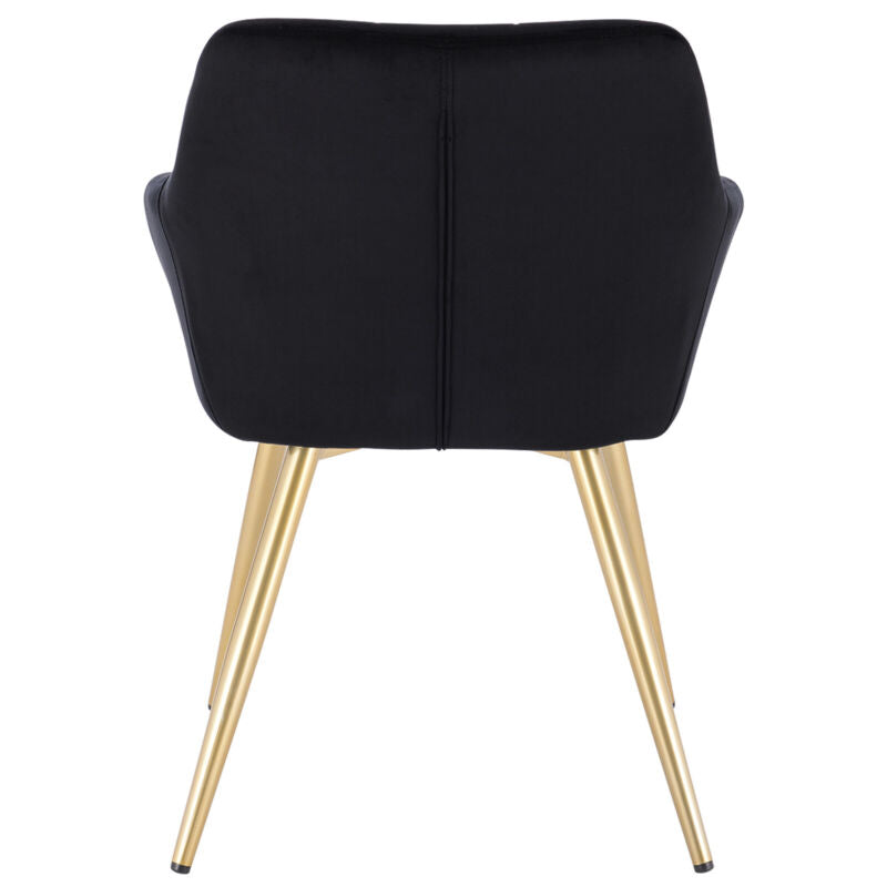 1x Dining Chair Velvet Seat Padded Breakfast Armchair w/ Backrest Kitchen Lounge