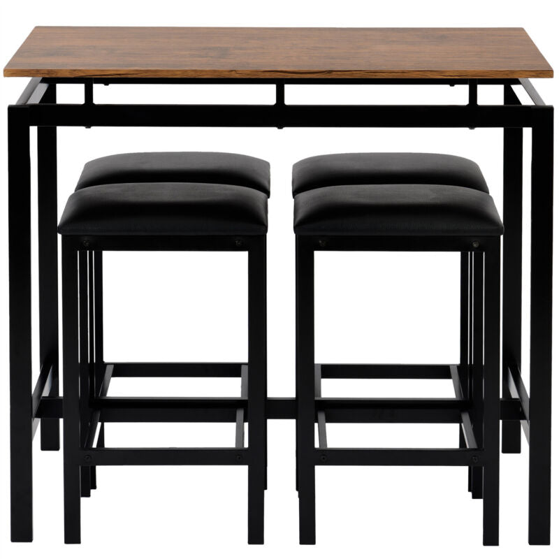 5PCS High Table & Chair Set Bar Kitchen Dining Breakfast Furniture Padded Stools