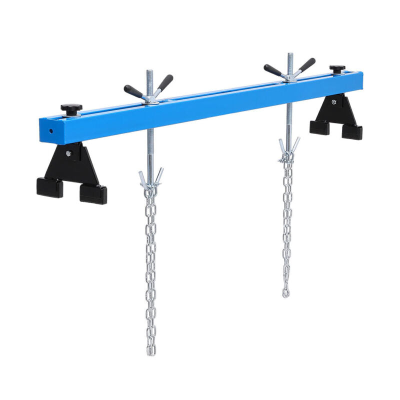 500kg Blue Engine Support Double Beam Bar Motor Transmission Hoist 2 Hook Chains