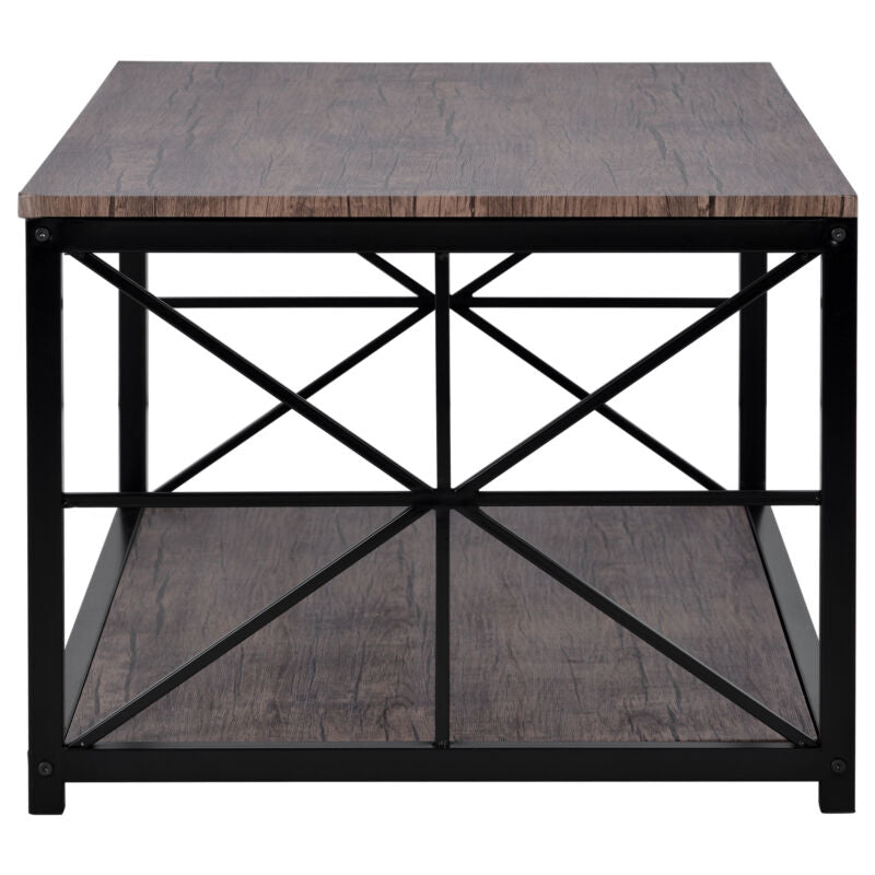 Coffee Table Industrial Tea Table with Storage Shelf Living Room Furniture Side
