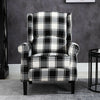 Black Check Recliner Armchair Wing Back Fireside Check Fabric Sofa Lounge Chair
