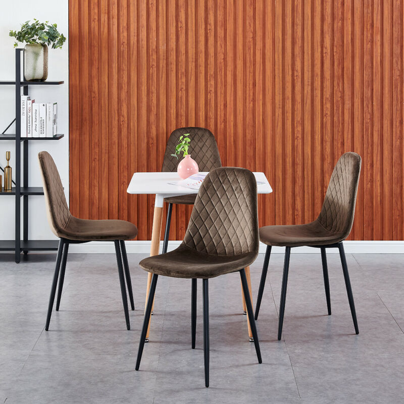 4X Velvet Dining Chairs Side Chair with Metal Legs Padded Seat Living Room Home