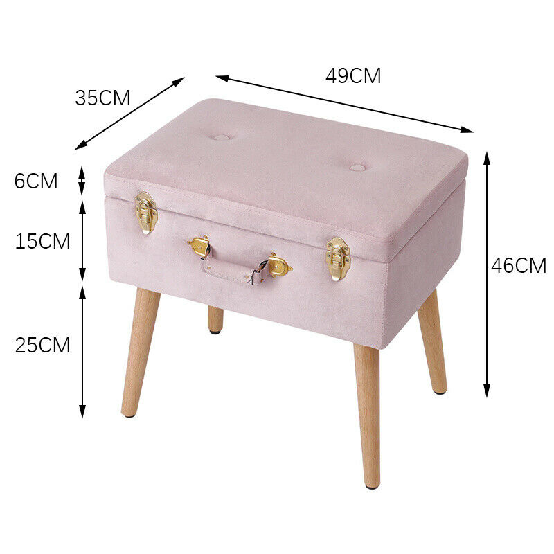 Dressing Table Stool Storage Vanity Chair Trunk Suitcase Designed Ottoman Pink