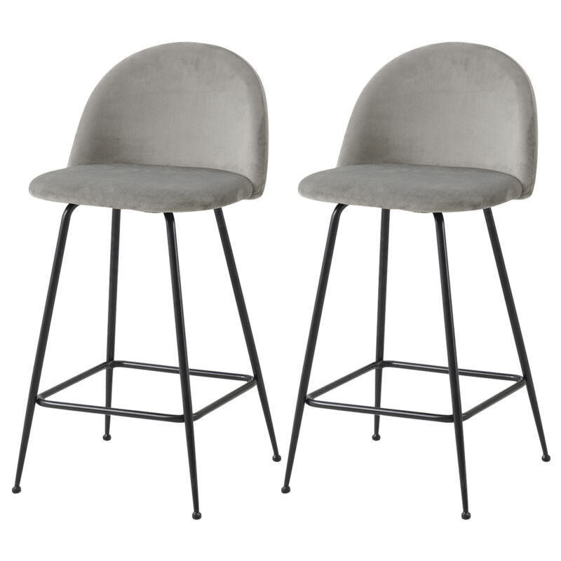 2x Breakfast Barstools w/ Velvet Padded Backrest High Counter Stools Restaurant
