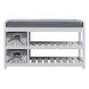 Hallway Shoe Storage Bench Entrance Ottoman Pouffe Stool with 2 Wicket Baskets