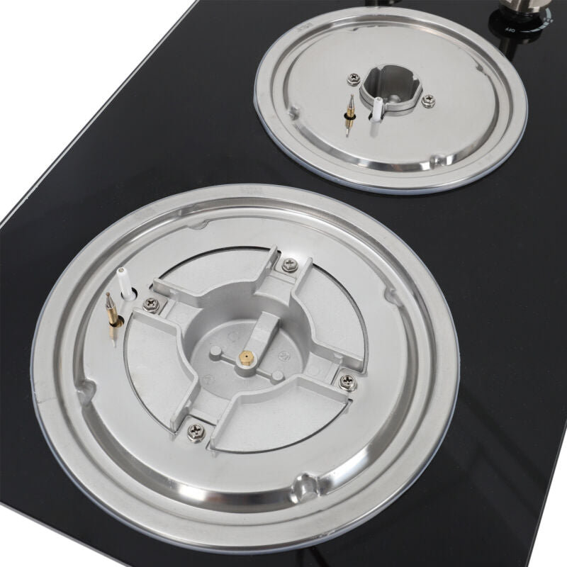 Built In 2/4/5 Burner Black Glass On Gas Wok Burner Hob With Cast Iron Pan Stand