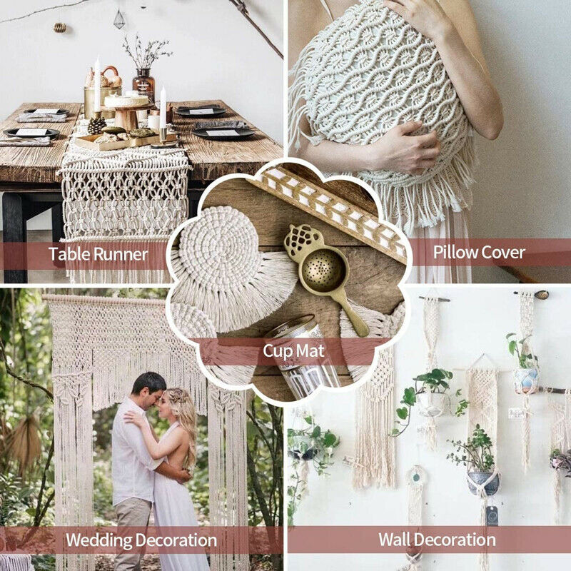 Macrame Cotton Cord Tool for Wall Hanging DIY Craft Wooden Sticks/Rings/B