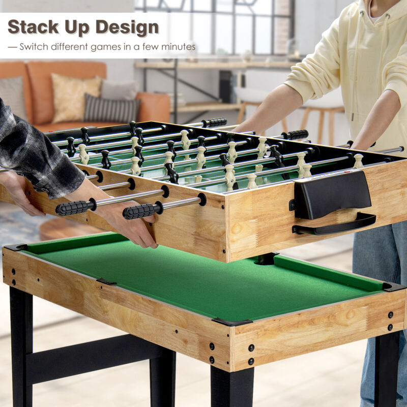 10-in-1 Combo Game Table Set Combo Entertainment Game Table Stackable Design
