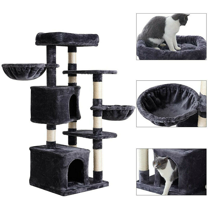 Cat Tree Cat Scratching Post Climb Tower Kitten Toy Scratcher Activity Black