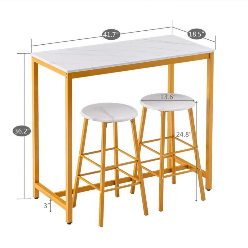 Bar Table Bar Stool Dining Table and 2 Chairs Set for Kitchen Dining Room