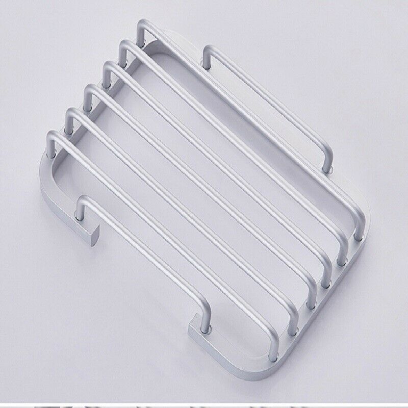 Silver Stainless Steel Soap Holder Dish Bathroom Wall Mounted Storage Rack UK