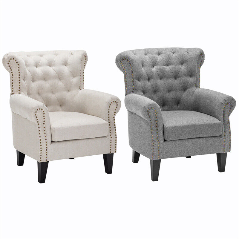 Chesterfield High Back Chair Armchair Wingback Fireside Snuggle Sofa Wooden Legs