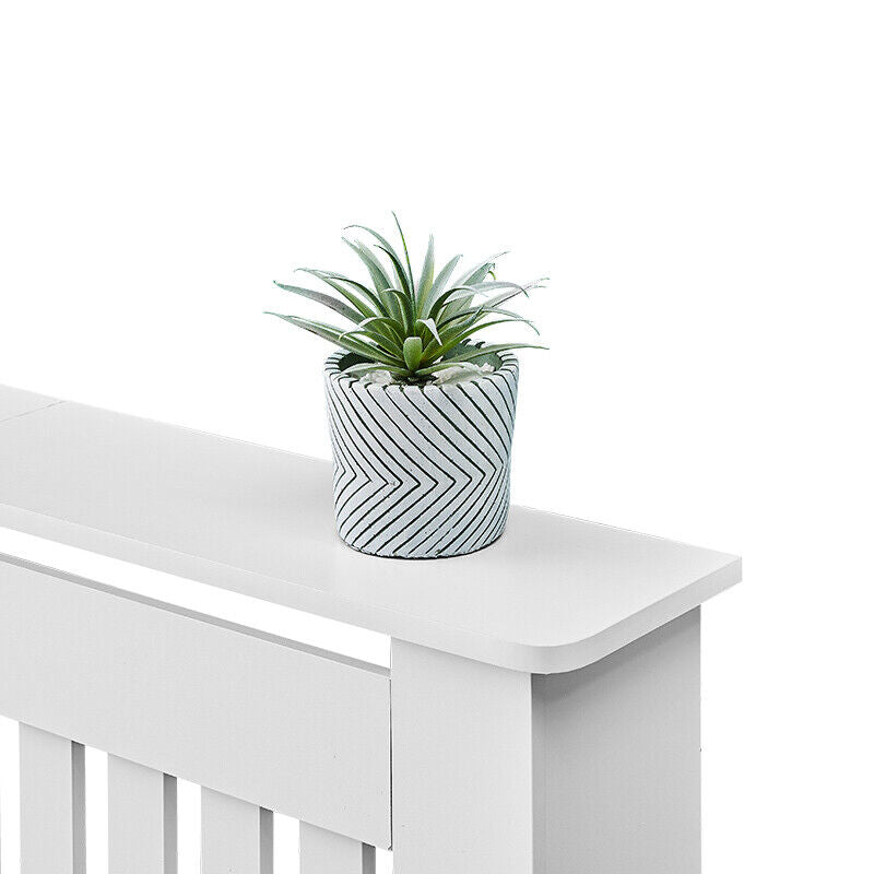 152cm MDF Radiator Cover Wall Cabinet Wide Wood Slats Vertical Grill White DIY