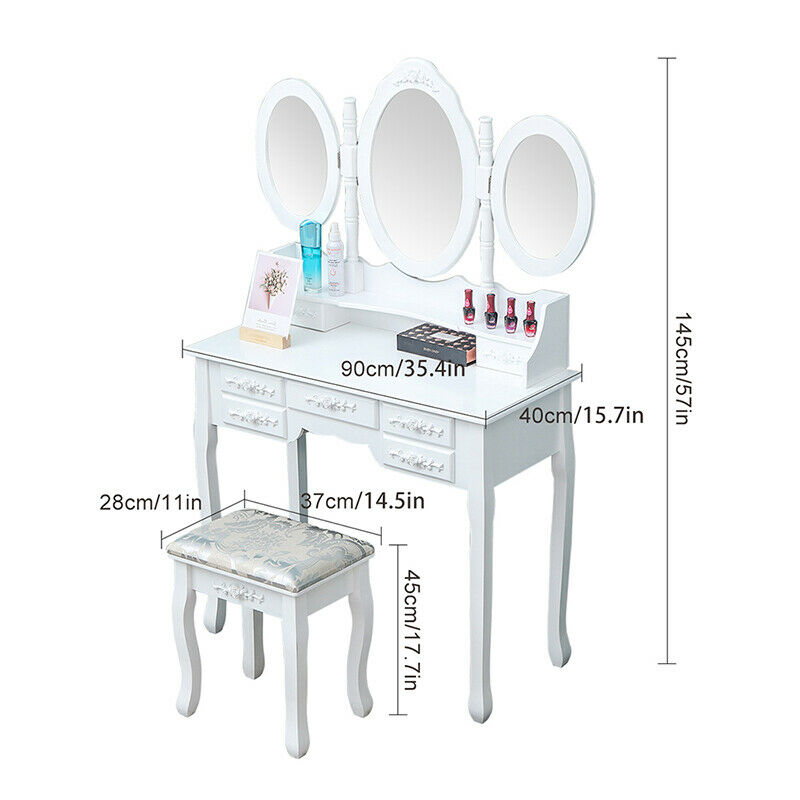 Modern Dressing Table Vanity Table Makeup Desk Dresser Set Home Bedroom Woman BN