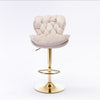 Bar Stools Set of 2 Adjustable Height Swivel Velvet Tufted Pub Bar Chairs Beige