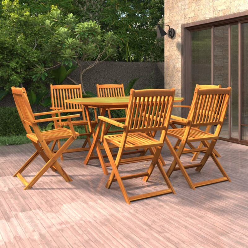7 Piece Garden Dining Set Solid Wood Acacia B5L5