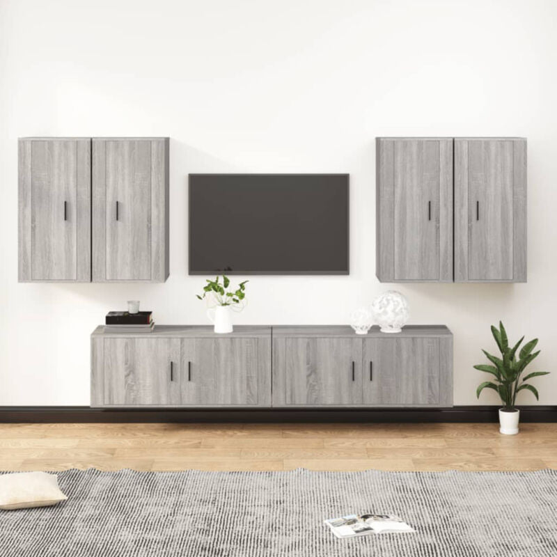 6 Piece TV Cabinet Set Grey Sonoma Engineered Wood E2K2