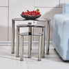 Black Glass Nest of 3 Tables Side End Corner Lamp Nested Sofa Tables Livingroom