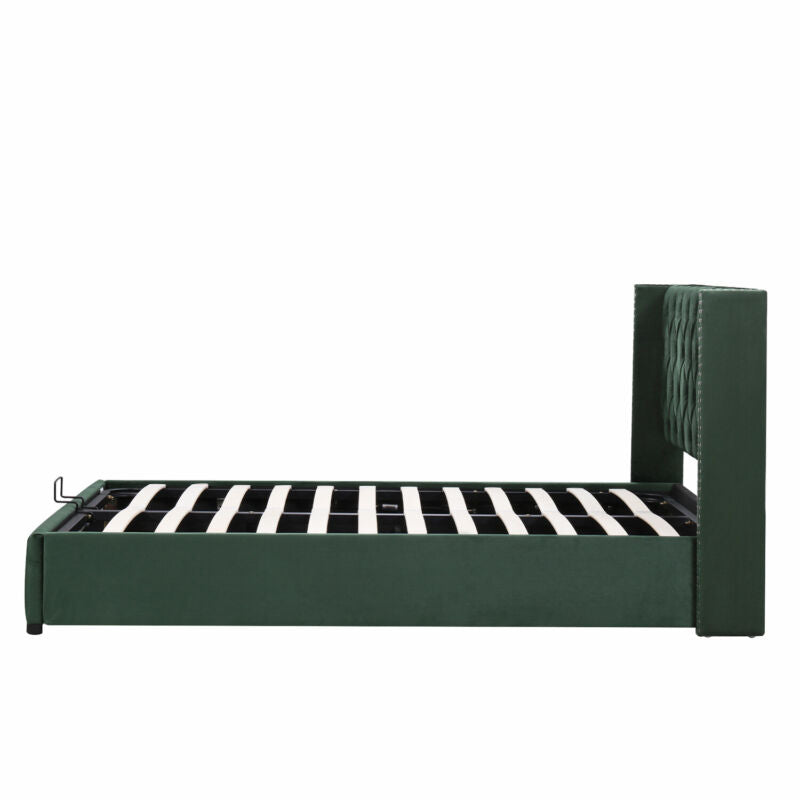 Upholstered Bed Velvet Ottoman Storage Lift Bed Frame Double King Size Bed Frame