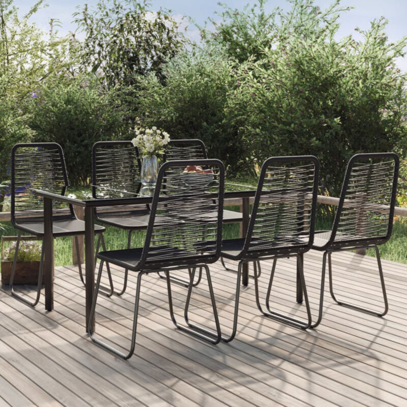 7 Piece Garden Dining Set Black I6L0