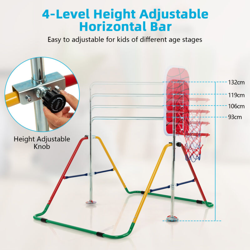 Expandable Gymnastics Training Bar Kids Height Adjustable Folding Horizontal Bar