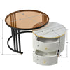 Nesting Coffee Tables Set of 2 Round Stacking Side Tables w/ Storage Drawers