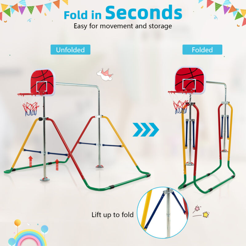 Expandable Gymnastics Training Bar Kids Height Adjustable Folding Horizontal Bar