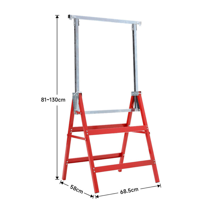 2 x Folding Trestle Steel Work Saw Horse Adjustable Height Sawhorses Stand 200KG