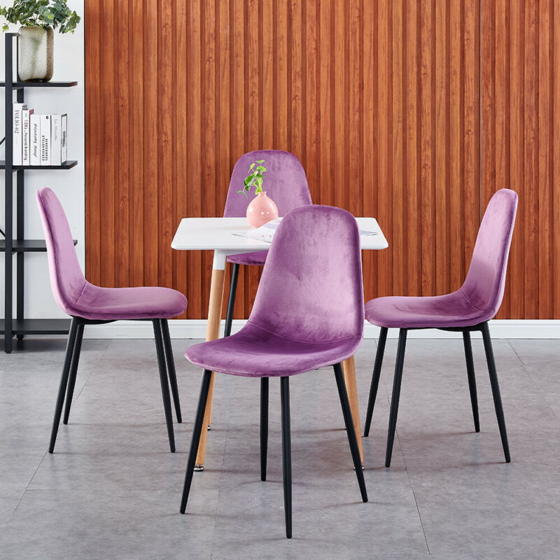 Set of 4 Velvet Dining Chairs Upholstered Seat Home Living Room Lounge Bedroom