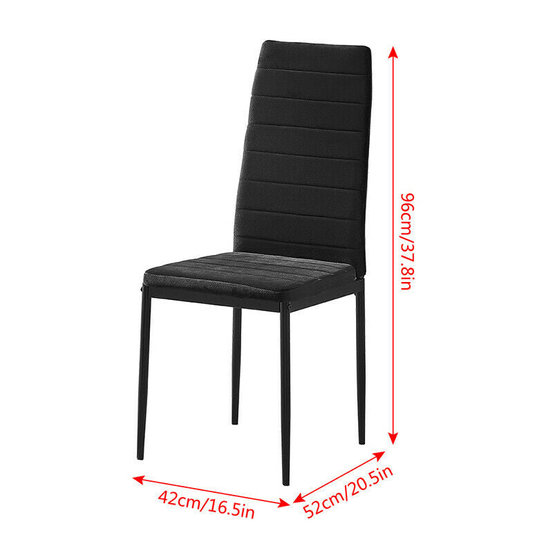 Set of 2 Dining Chairs Velvet Padded Seat Metal Legs Kitchen Dining Room Black