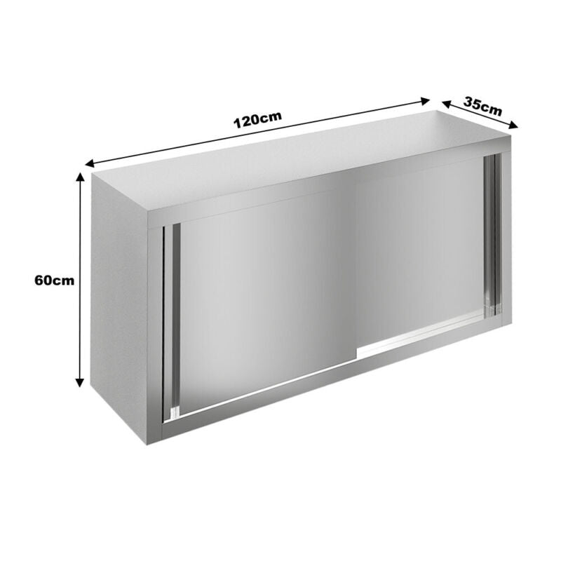 120x35x60cm Catering Stainless Steel Kitchen Wall Cabinet Storage Cupboard Shelf