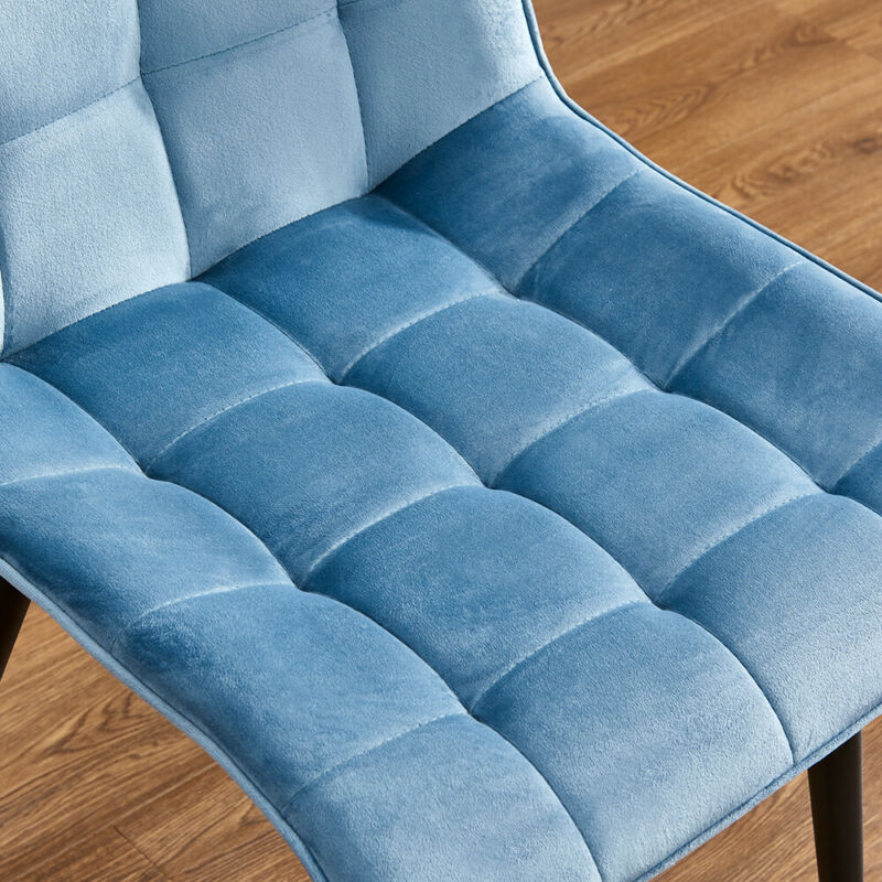 Set of 2 Dining Chair Velvet Soft Padded Seat and Backrest Metal Legs Kitchen