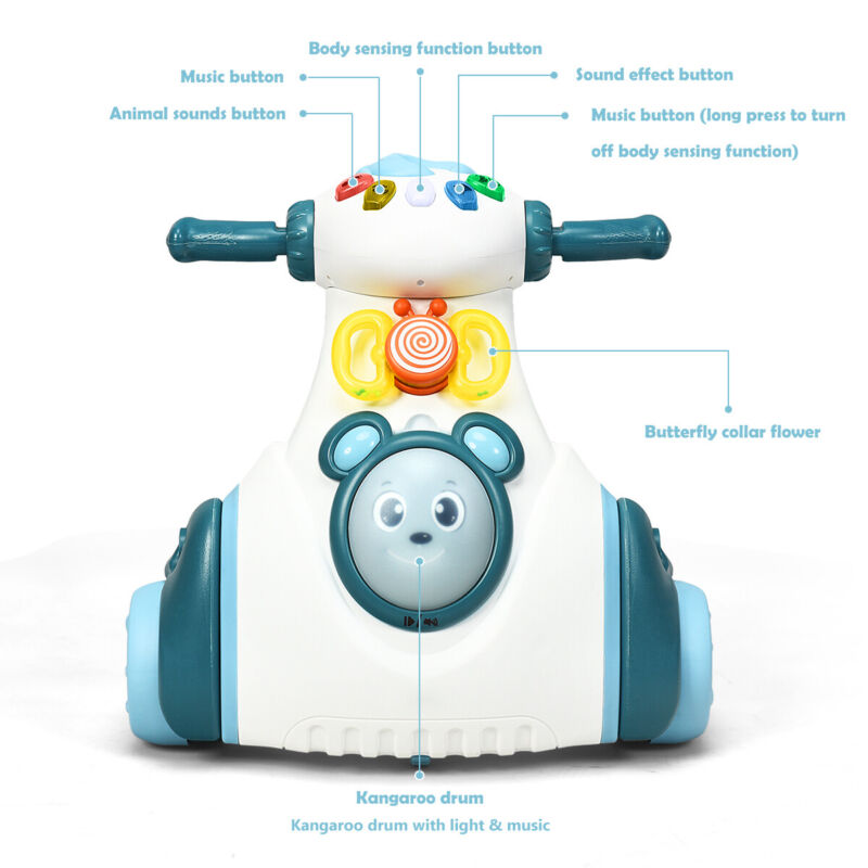 Baby Ride On Scooter Musical Balance Toy Toddler Walker Activity Center for Kids