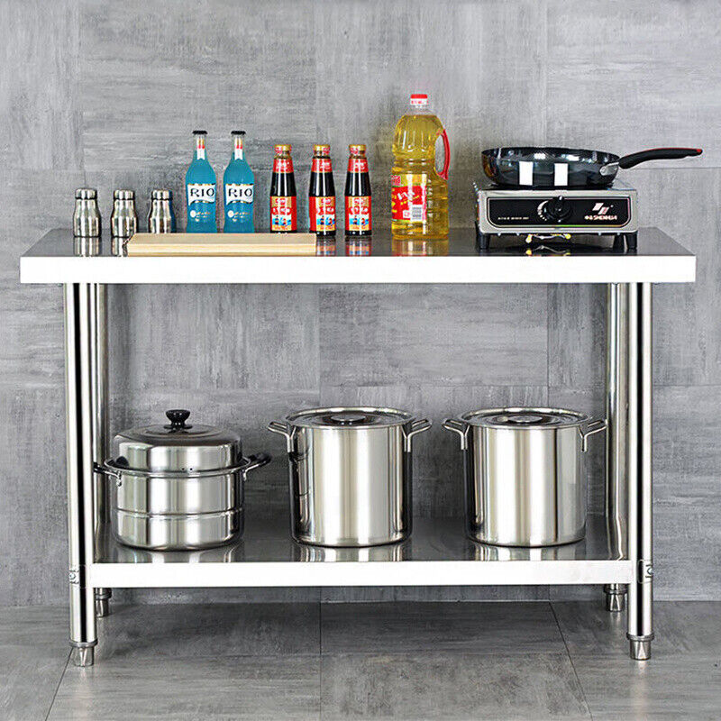 90cm Commercial Stainless Steel Kitchen Prep Table w/Shelf Work Bench Table