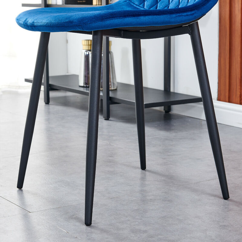 Set of 4 Velvet Dining Chairs Side Chair Metal Legs Padded Seat Living Room Home