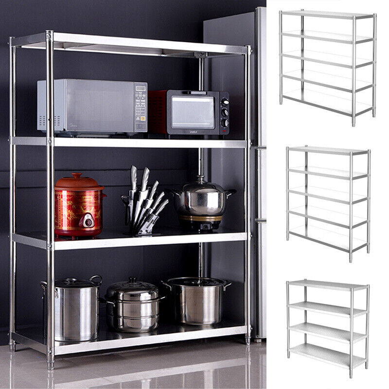 120/150cm Modern Kitchen Storage Rack Display Rack Shelving 304 Stainless Steel