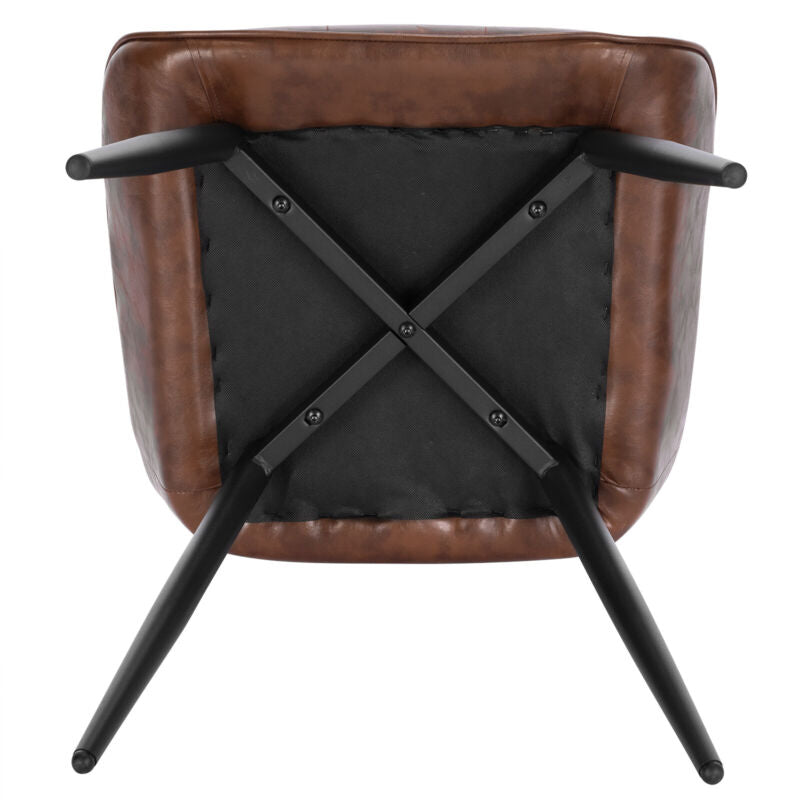 2x Dining Chairs w/ Backrest Faux Leather Padded Chairs Kitchen Lounge Cafe Home