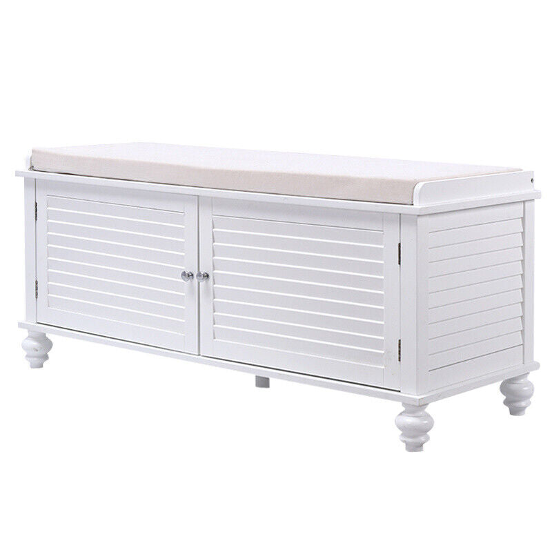 2 Seater Wooden Shoe Cabinet Bench Window Seat Storage with Door Cupboard Unit