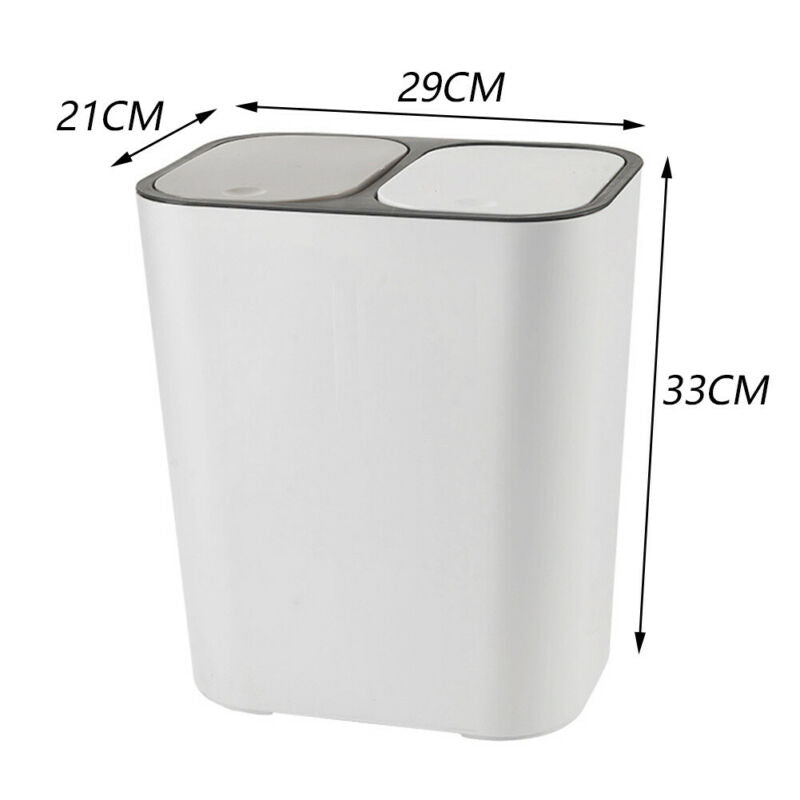 2 In 1 Trash Can Kitchen Living Room 12L Recycling Rubbish Separate Waste Bin