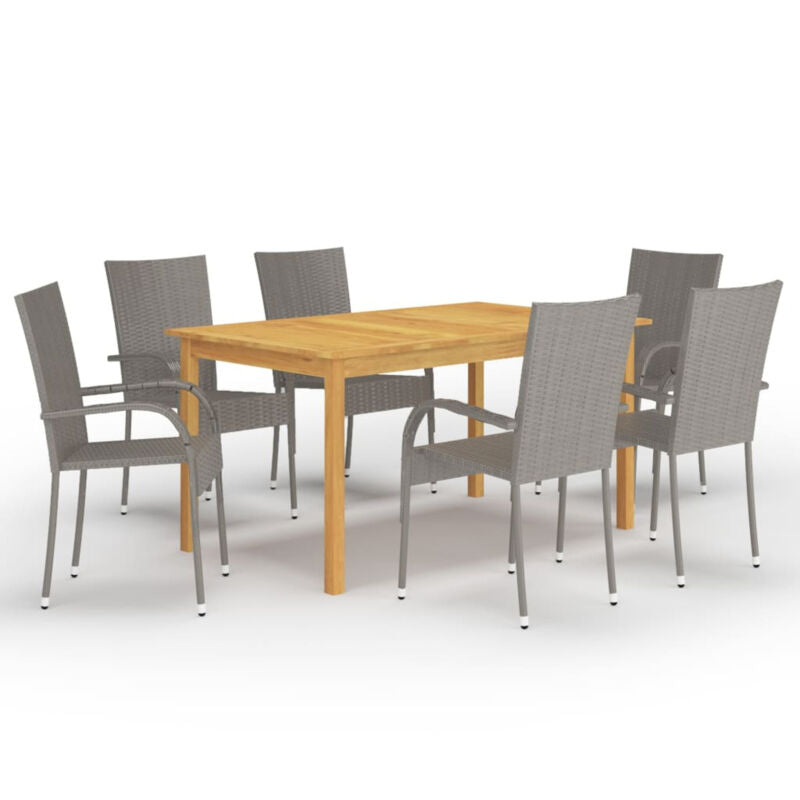 7 Piece Garden Dining Set Grey I2B9