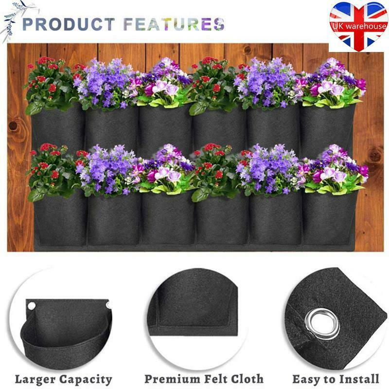 6Pocket Vertical Garden Planter Wall-mounted Horizontal Planting Flower Grow Bag