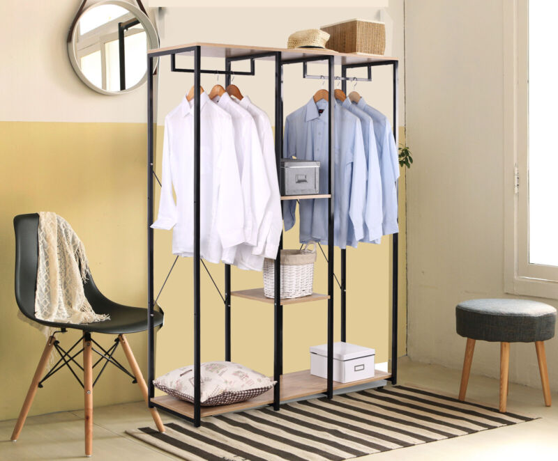 Heavy Duty Clothes Rail Storage Garment Shelves Hanging Display Rack Stand Shelf