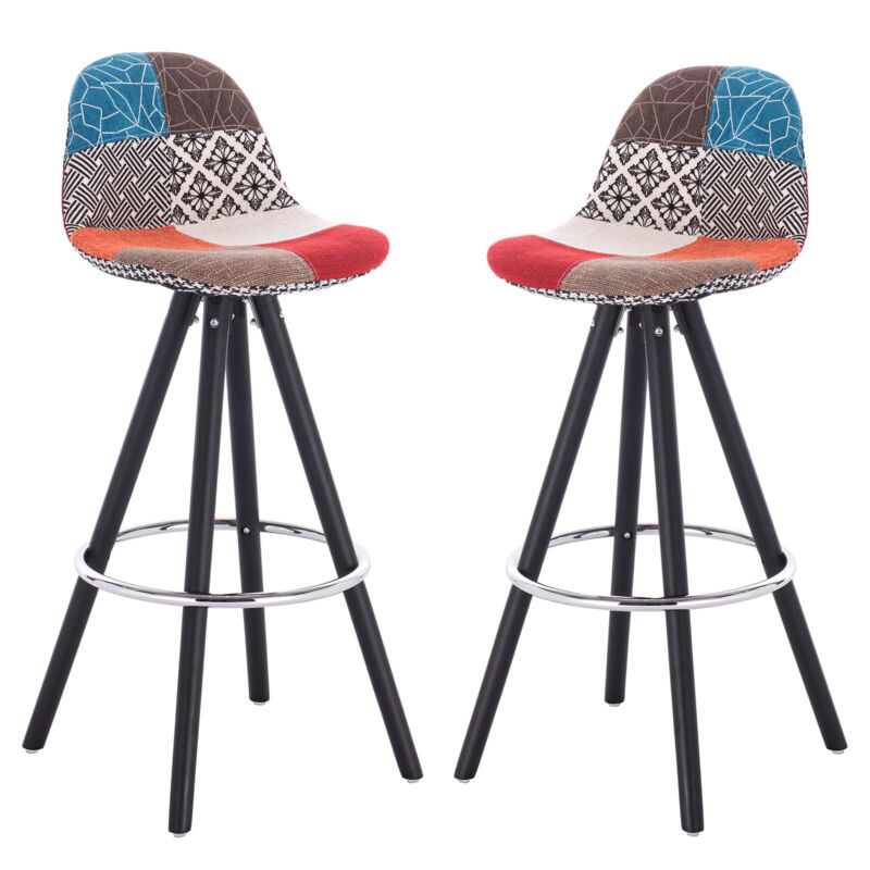 2x Barstool Linen Padded High Counter Breakfast Bar Chair Pub Kitchen Home Stool