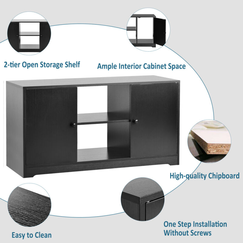 43 in TV Stand Cabinet with 2 Doors Shelves Storage for Living Room Home