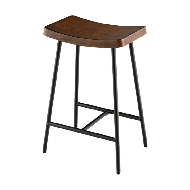 Bar Stools Saddle Seat Stool w/ Metal Legs & Adjustable Foot Pads Backless