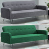 3-Seater Sofa Bed Click Clack Button Tufted Settee Recliner Couch Green Grey Bed