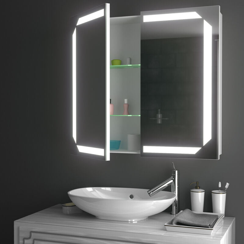 Bathroom Mirror Cabinet w/ Lights Demister Shaver Socket Motion Sensor Bluetooth