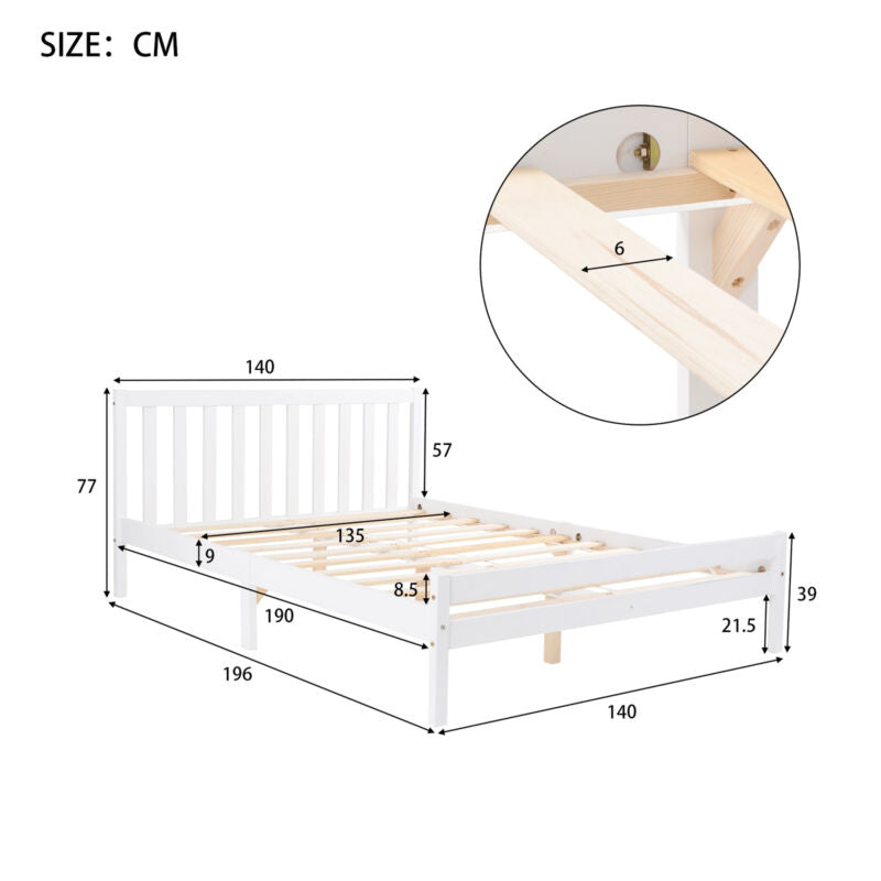 Wooden Bed frame Single Double Bed with Storage Drawers Kids Adults White Grey